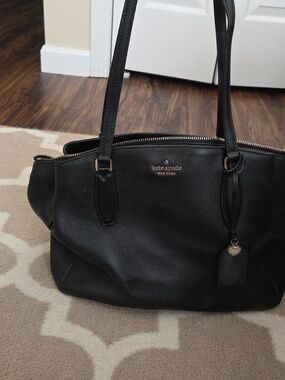 kate spade Black Pebbled Leather Tote with Gold Hardware